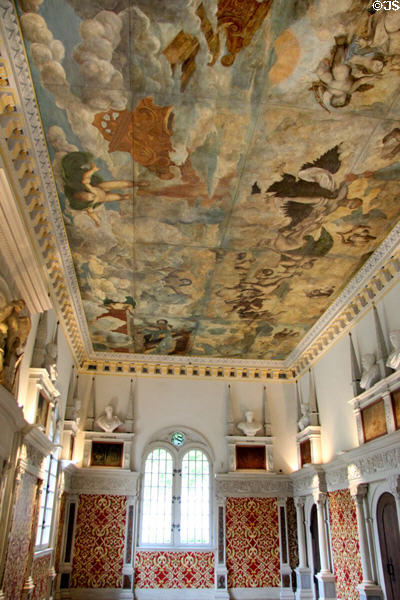 Fall of Phaeton ceiling painting by Georg Pencz (Dürer's student) in Hirsvogel Hall (1534) at Tucher Mansion Museum. Nuremberg, Germany.