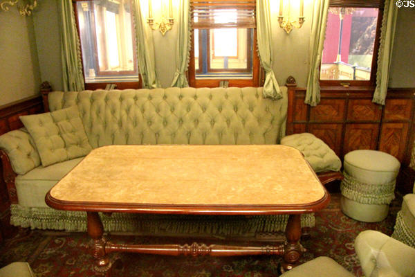 Sofa & table in Bismarck's private rail car at Nuremberg Transport Museum. Nuremberg, Germany.