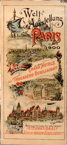 Paris Exposition Universelle (1900) poster in German by Internationale Eisenbahn Schlafwagen Gesellschaft at Nuremberg Transport Museum. Nuremberg, Germany.