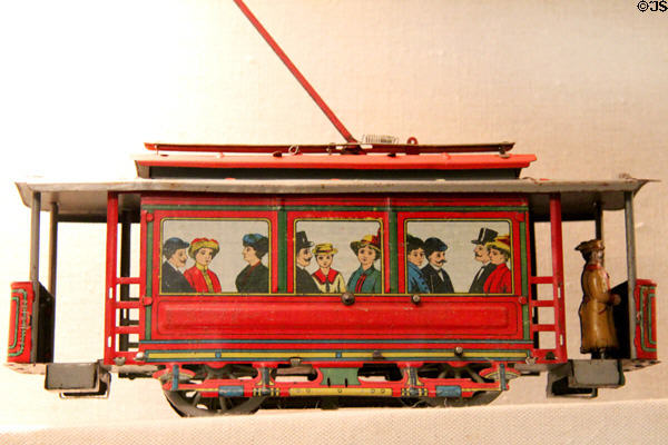 Wind-up electric trolley car (1915-22) at City Toy Museum. Nuremberg, Germany.