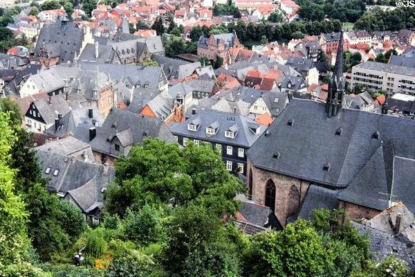 Marburg steep roofs viewed from castle. Marburg, Germany.