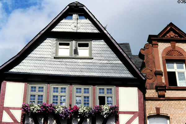 Traditional older houses on marketplace. Marburg, Germany.