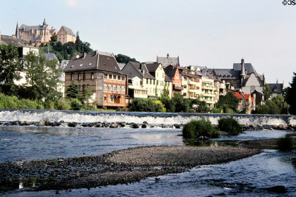 Town of Marburg which stretches along Lahn River. Marburg, Germany.