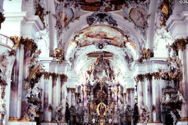 Highly ornate baroque interior of to Zwiefalten Abbey church. Zwiefalten, Germany.