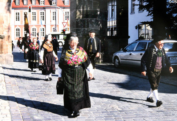 People in traditional regional dress. Ansbach, Germany.