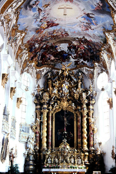 Interior of Holy Cross Church (1752-56). Landsberg am Lech, Germany. Style: Baroque. Architect: Brother Joseph Ignaz Merani.