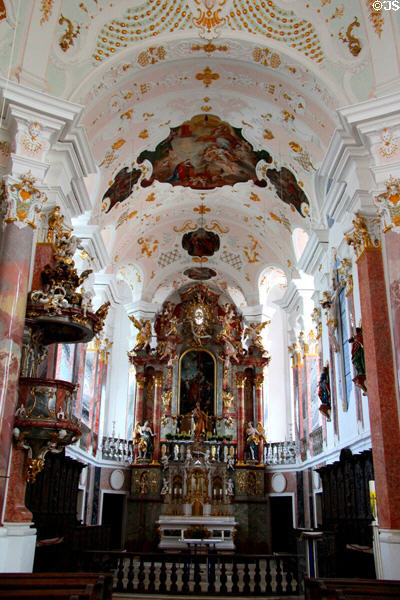 Rococo altar & pulpit of Liebfrauenkirche. Günzburg, Germany.