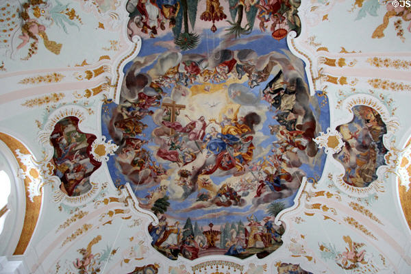 Coronation of Mary ceiling fresco (1741) by Anton Enderle at Liebfrauenkirche. Günzburg, Germany.