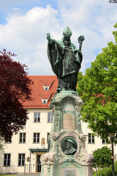 St Ulrich, Count of Dillingen, Bishop of Augsburg (923-973) monument on St Ulrich Place. Dillingen, Germany.