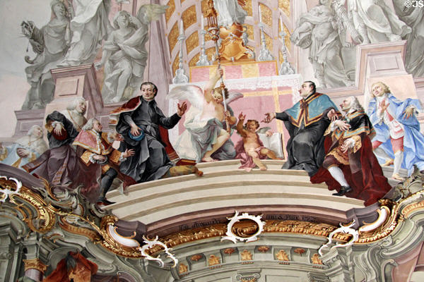 Baroque painting of religious & secular leaders in Goldener Saal at Academy for teacher training. Dillingen, Germany.