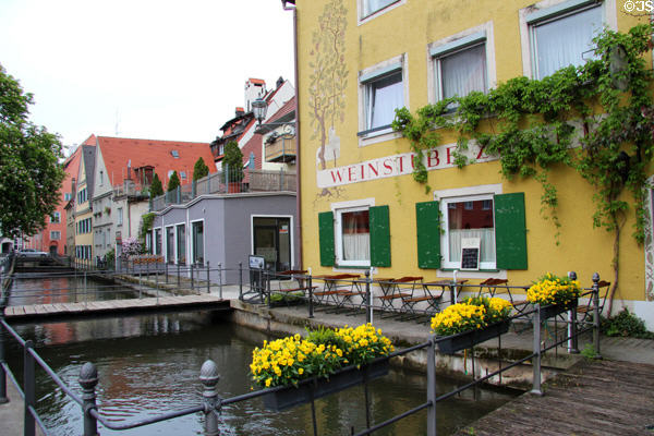 Weinstube beside waterway. Memmingen, Germany.