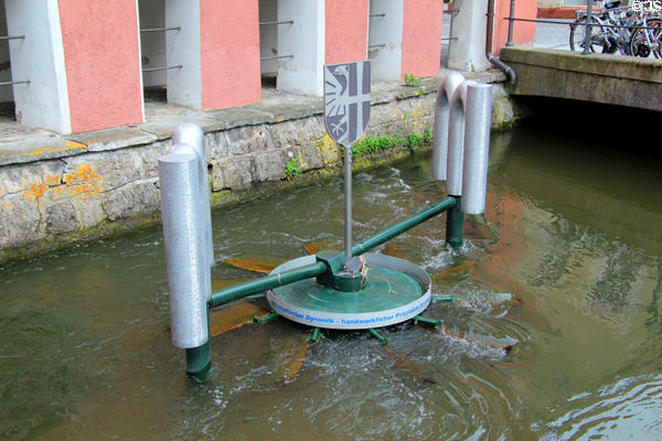Modern sculpted canal feature. Memmingen, Germany.