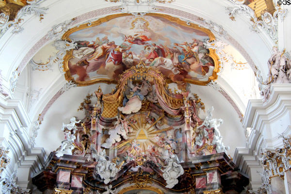 Frescoes by Johann & Franz Zeiller & stucco & sculpture by Johann Michael Feuchtmayer at Ottobeuren Abbey. Ottobeuren, Germany.