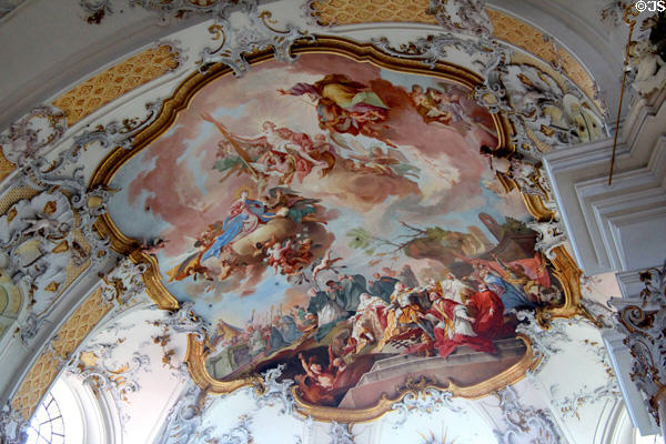 Ceiling fresco featuring church leaders at Ottobeuren Abbey. Ottobeuren, Germany.
