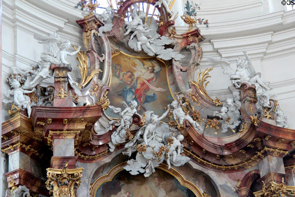 Baroque ornamentation with angels & cupids at Ottobeuren Abbey. Ottobeuren, Germany.