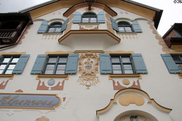 Details of facade of Bavarian Kings Museum. Füssen, Germany.