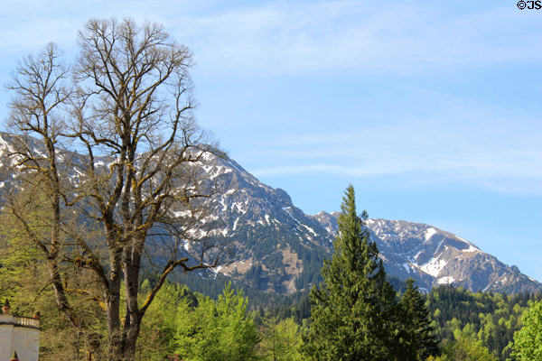 View of Ammergau Alps near Linderhof Castle. Ettal, Germany.