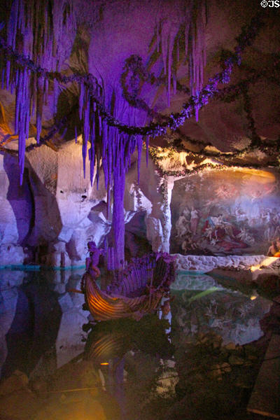 Colored illumination in Venus Grotto at Linderhof Castle. Ettal, Germany.