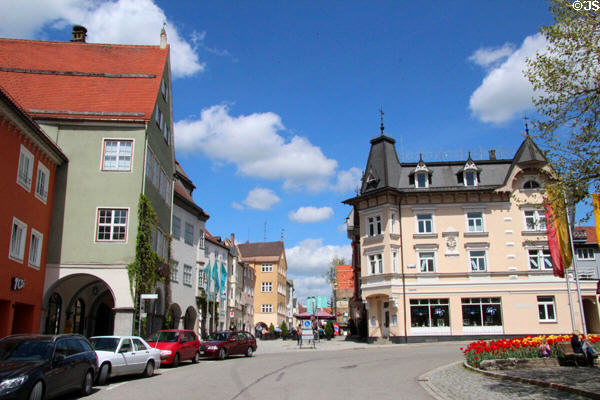 Street view of town originated in 1042 & former Free Imperial City. Isny im Allgäu, Germany.