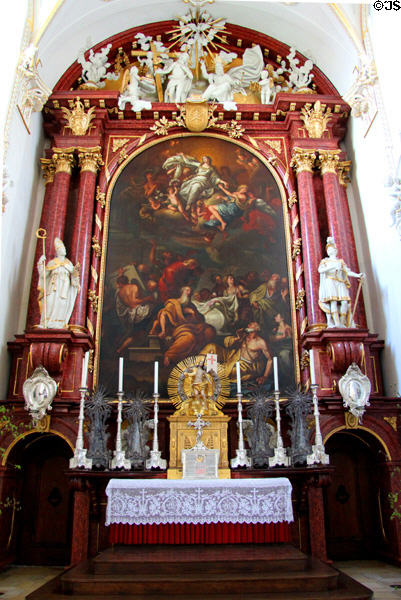 Main altar in St Lorenz Basilica. Kempten, Germany.