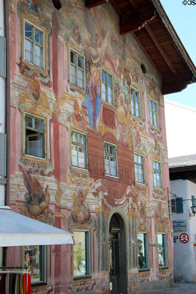 Upper market facade with Apostle paintings. Mittenwald, Germany.