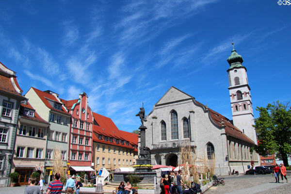 Market Square with St Stephan's Church (c1180 & 1782). Lindau im Bodensee, Germany.