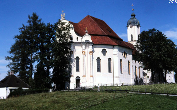 Wieskirche Pilgrimage Church (1746-54). Steingaden, Germany. Style: Bavarian Rococo. Architect: J.B. & Dominikus Zimmermann.