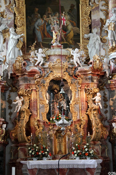 Baroque altar of St Peter in Chains at Wieskirche. Steingaden, Germany.