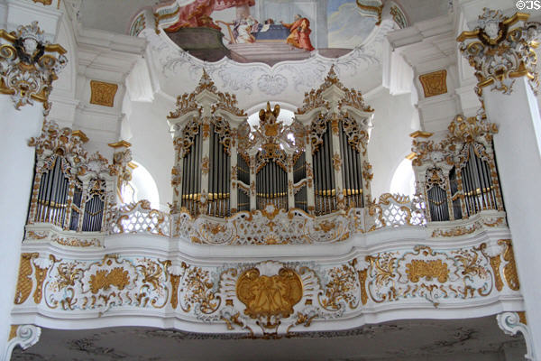 Baroque organ at Wieskirche. Steingaden, Germany.