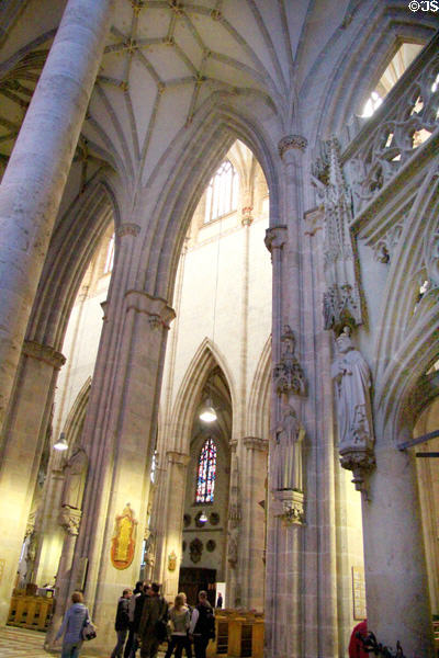 Gothic pillars & vaulting of Ulm Münster. Ulm, Germany.