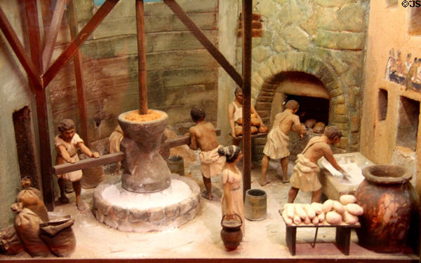 Model of commercial bakery in Pompei (2ndC BCE) at Museum of Bread and Art. Ulm, Germany.
