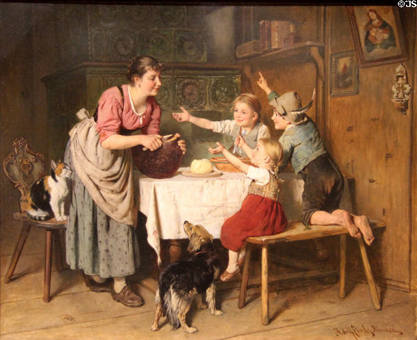 Snack break painting (c1880) by Adolf Eberle at Museum of Bread and Art. Ulm, Germany.
