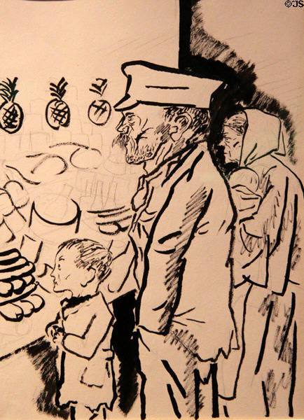 Hunger drawing (c1924) in ink & pencil by George Grosz at Museum of Bread and Art. Ulm, Germany.