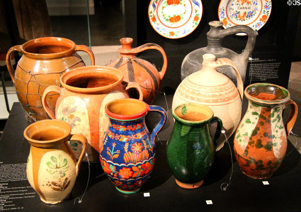 Collection of ceramics (c19thC) from Hungary & Romania at Danube Schwabian Museum. Ulm, Germany.