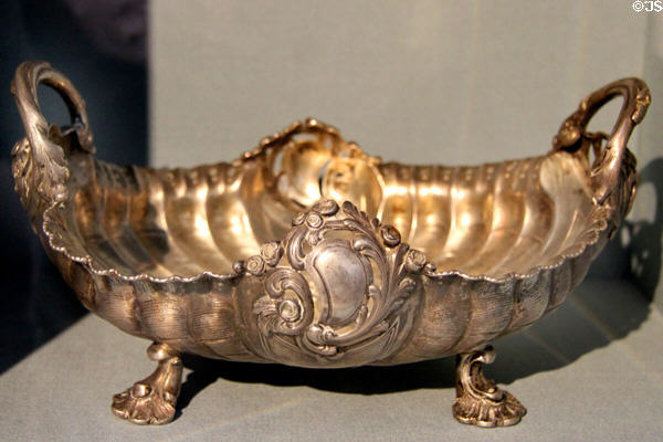 Silver fruit bowl (end 19thC) from Romania at Danube Schwabian Museum. Ulm, Germany.