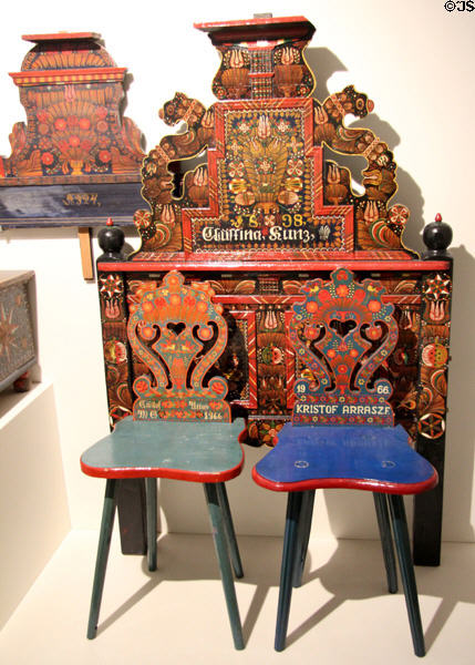 Hungarian painted furniture at Danube Schwabian Museum. Ulm, Germany.
