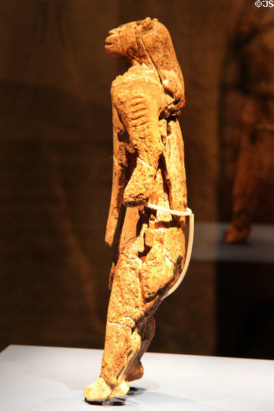 Mammoth ivory Lion Man statue, (c40,000 yrs. old) found in Hohlenstein-Stadel Cave near Ulm (reassembled from fragments 2012-13) at Ulmer Museum. Ulm, Germany.