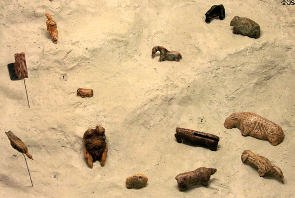 Ivory figures (35-40,000 yrs. old) from caves of the Swabian Alb (aka Jura) at Ulmer Museum. Ulm, Germany.