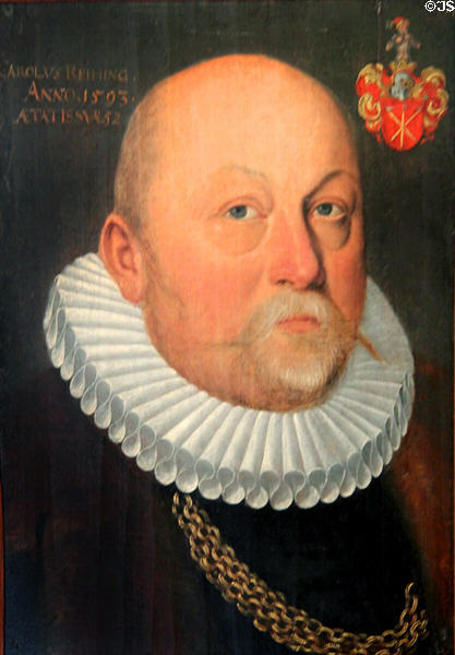 Portrait of Carolus Reihing (1593) by Jakob Burkhammer of Ulm at Ulmer Museum. Ulm, Germany.