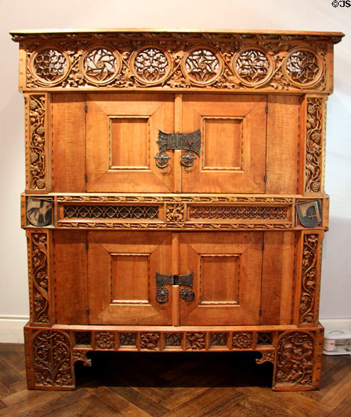 Two-level carved cabinet (1465) by Jörg Syrlin der Älter of Ulm from Castle Illerfeld near Memmingen at Ulmer Museum. Ulm, Germany.