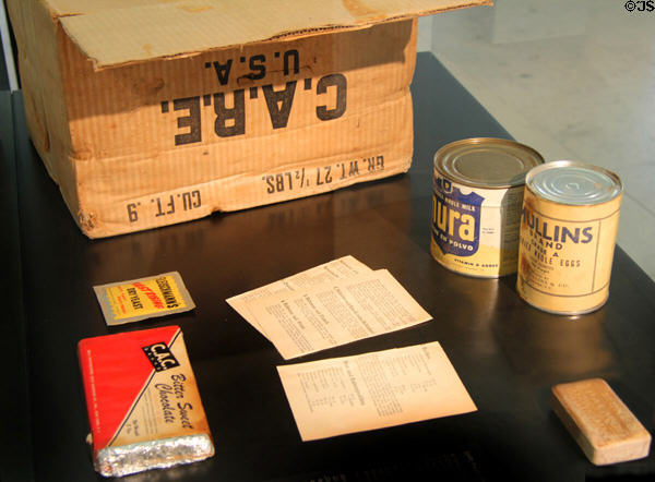 Contents of Post WW II Care Package (1948) at Schwörhaus museum. Ulm, Germany.