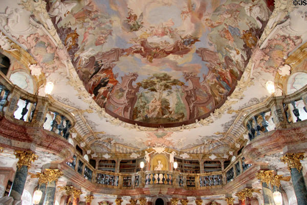 Rococo design of library (1760) at Kloster Wiblingen. Ulm, Germany.