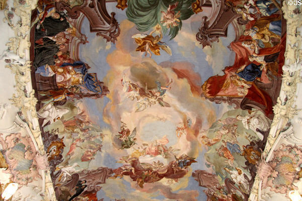 Ceiling fresco with scenes of wisdom in library at Kloster Wiblingen. Ulm, Germany.
