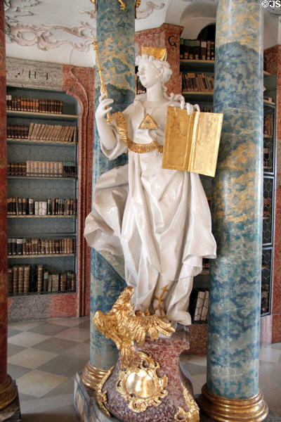 One of the statues depicting academic & religious virtues in library at Kloster Wiblingen. Ulm, Germany.