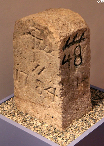 Boundary stone (1784) displayed in museum of Kloster Wiblingen. Ulm, Germany.