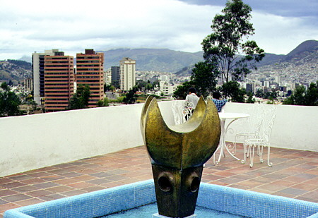 View from Guayasamín Museum overlooking modern town of Quito. Ecuador.