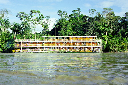 Flotel Orellana, a floating hotel, on Río Napo. Ecuador.