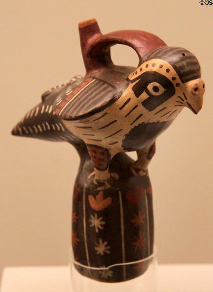 Nazca culture ceramic vessel in shape of bird (100-700) from Peru at Museum of America. Madrid, Spain.