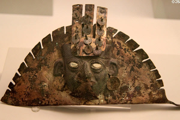 Moche silver & copper headdress or pectoral (100-700) from Peru at Museum of America. Madrid, Spain.