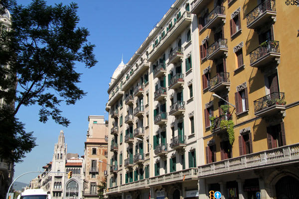 Via Laietana streetscape north of Berenguer Square. Barcelona, Spain.